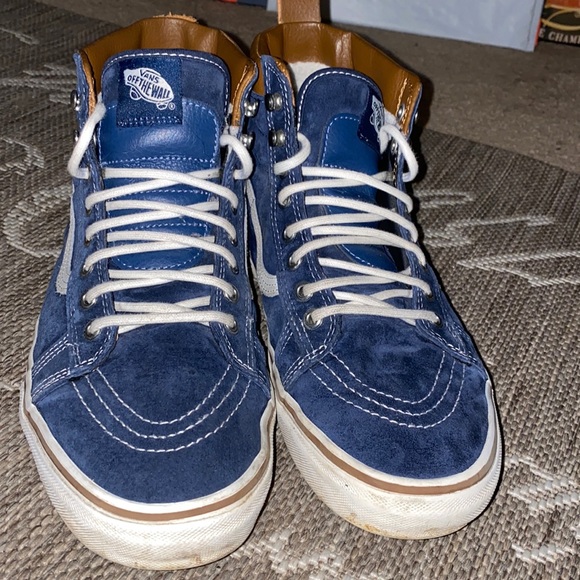 Blue Suede Vans with Sherpa Lining Size 10 - Picture 2 of 10
